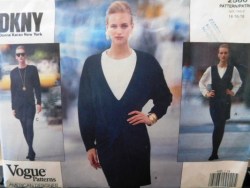 2586  Vogue DKNY EZ SHORTER STRAIGHT TIED JUMPER, DRESS PATTERN 14-18 UNCUT